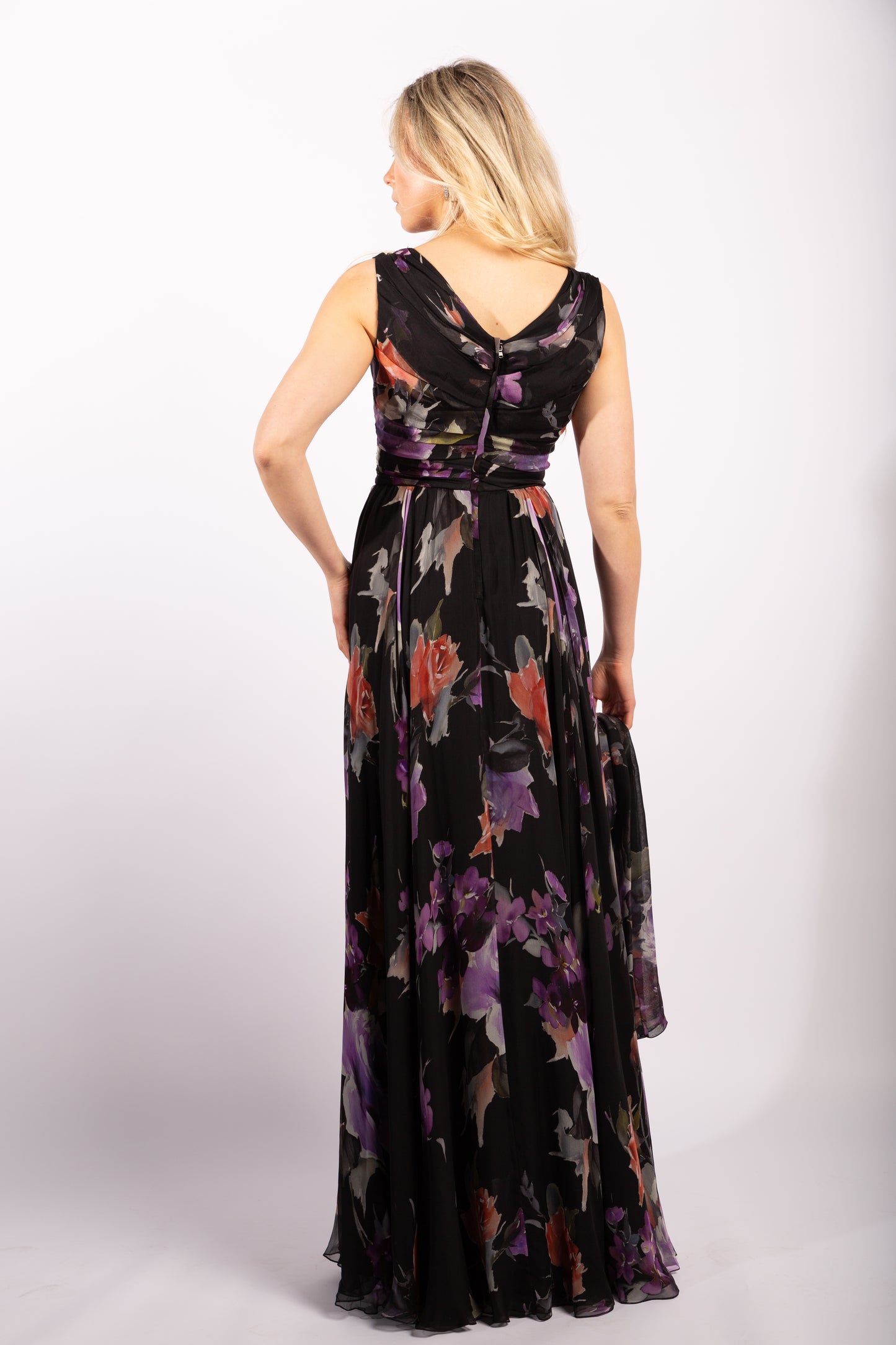 Dolce and Gabbana Chiffon Floral Gown with Scarf, Size IT40