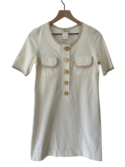 Chloé Cream Summer Cotton and Silk Dress Size Small