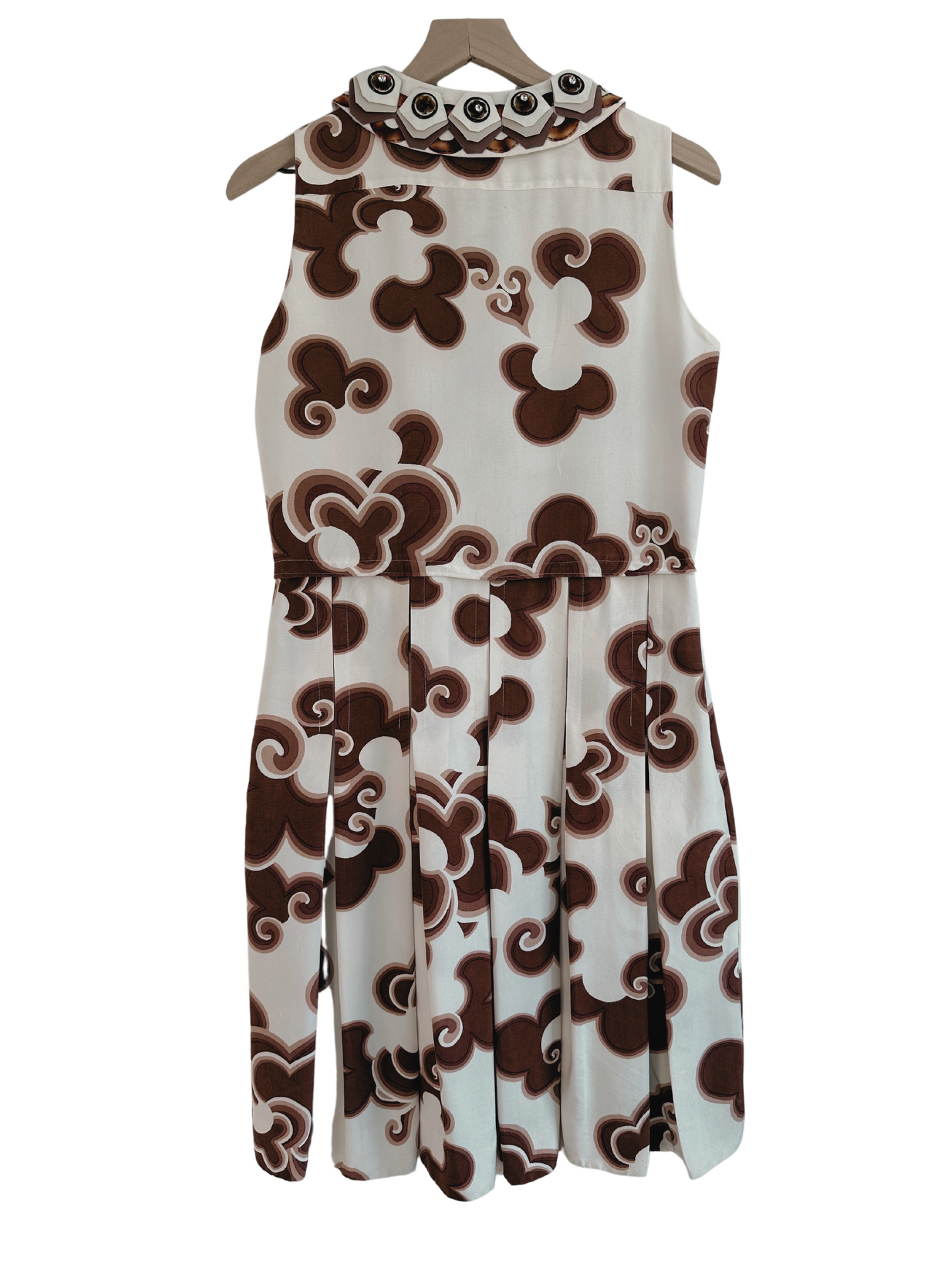 Chloé 2007 Brown and Cream Crystal Dress Size 38