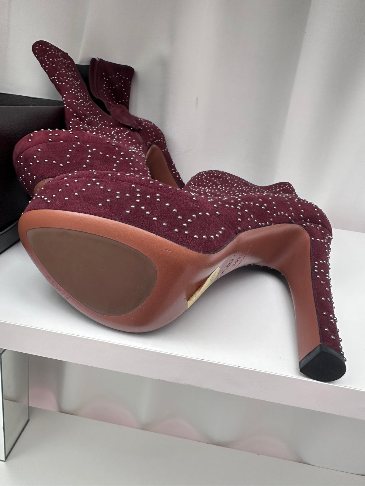 Alaia burgundy stud booties vintage NIB ! 39 1/2