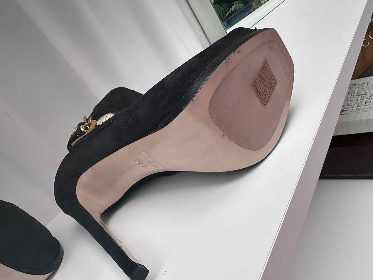 Miu Miu vintage buckle booties open toe 37 1/2