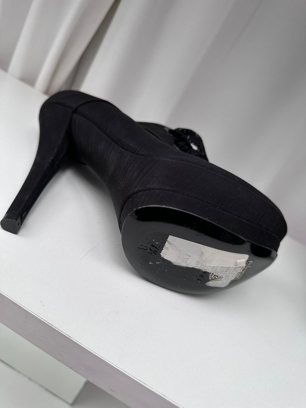 Casadei black platform gilda oxford shoes lace ties vintage 37 1/2 nib