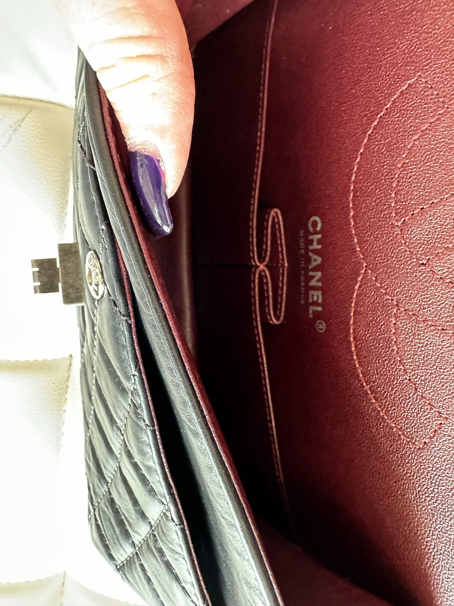 Chanel 2020 aged calfskin 2.55 medium 226 black ruthenium flap bag full set