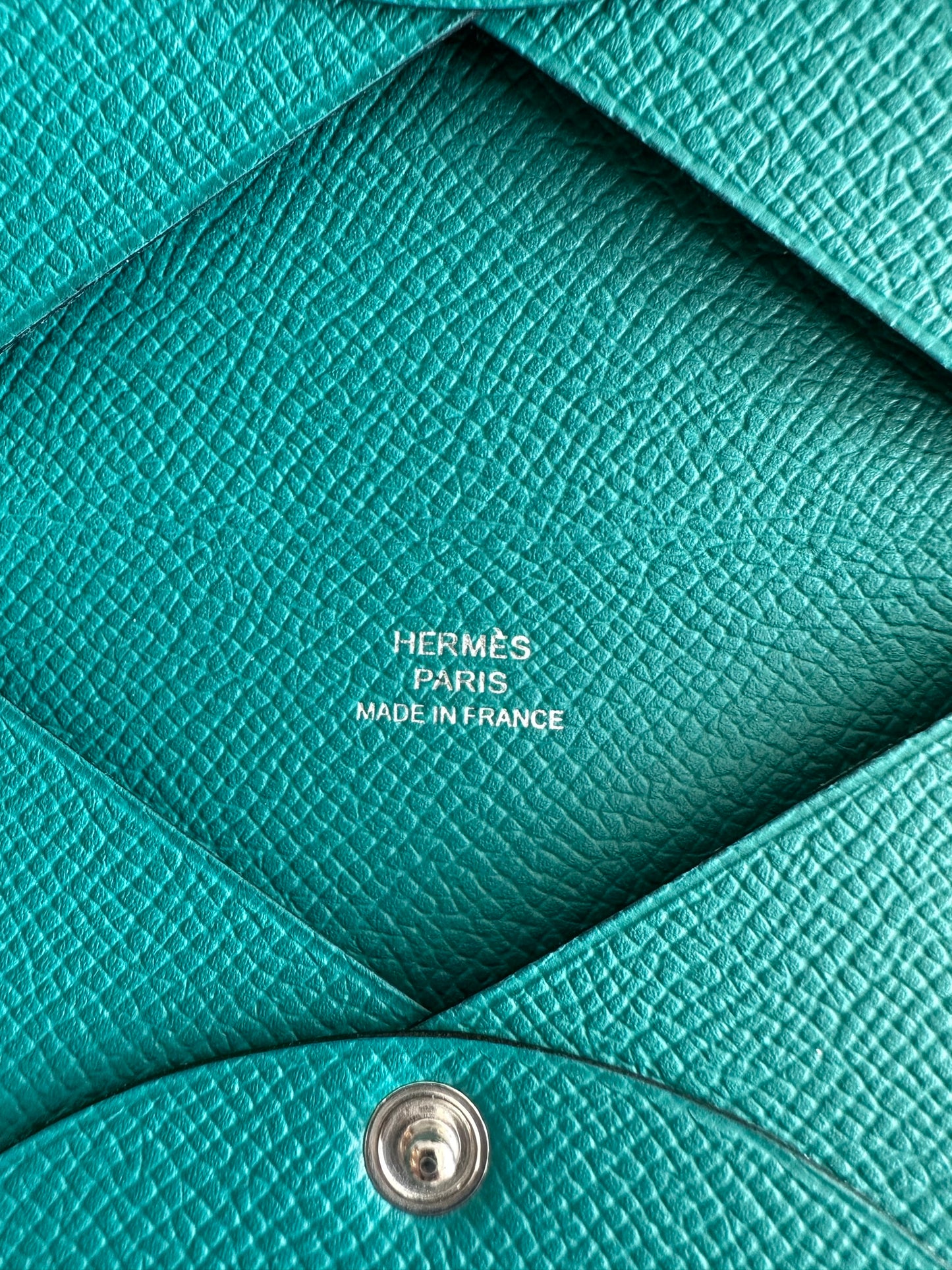 Hermes Bleu Paon Veau epsom laiton palladie card case nib