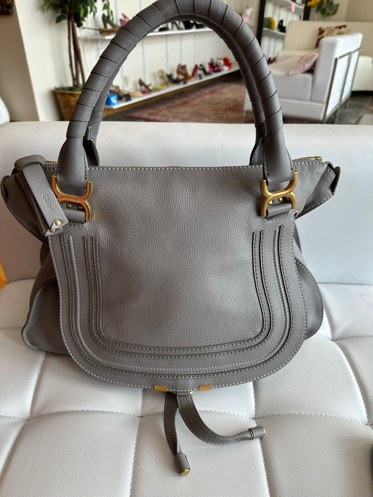 Chloe cashmere grey large Marcie bag like new satchel purse