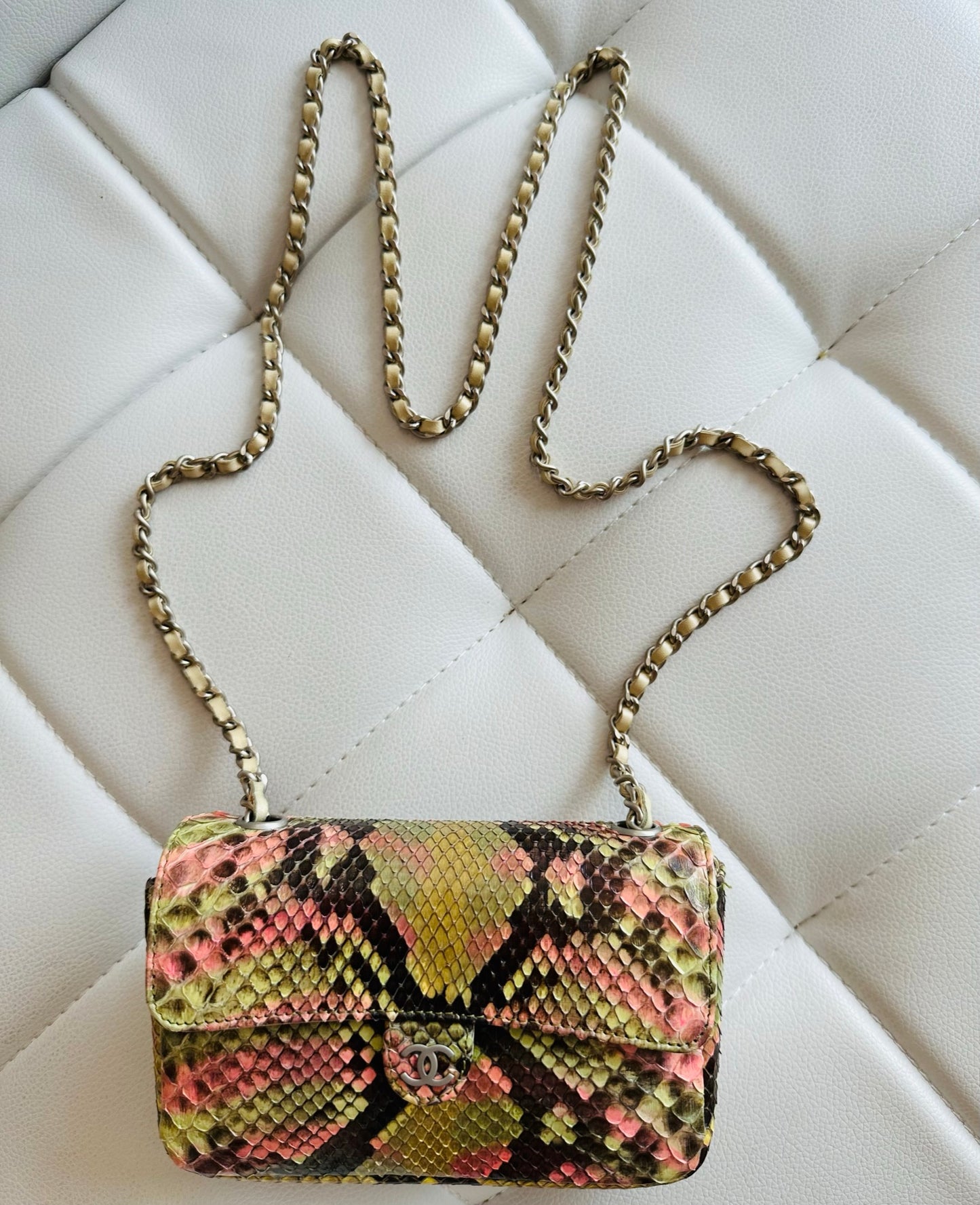 Chanel python mini crossbody fanny pack bum bag excellent