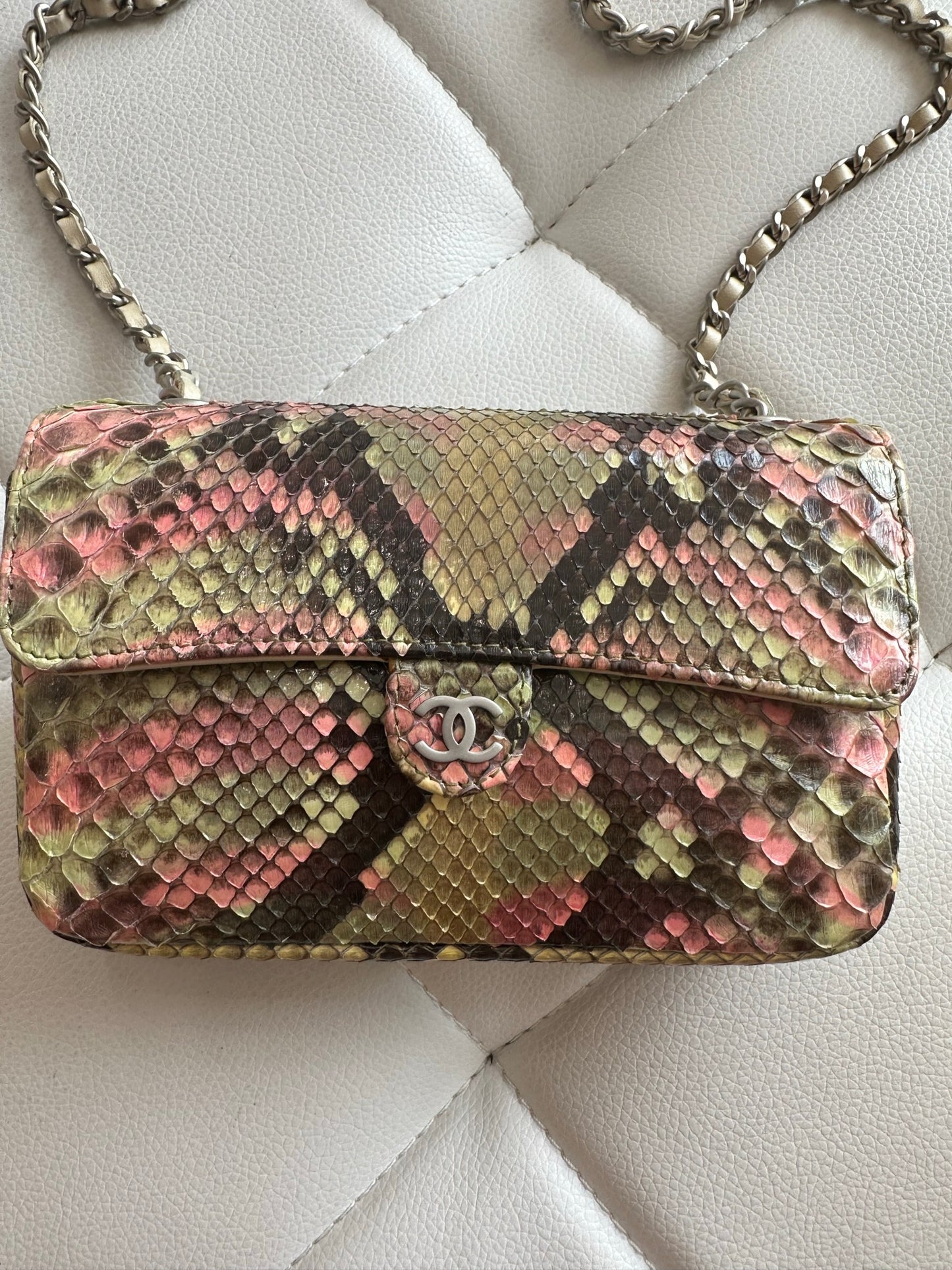 Chanel python mini crossbody fanny pack bum bag excellent
