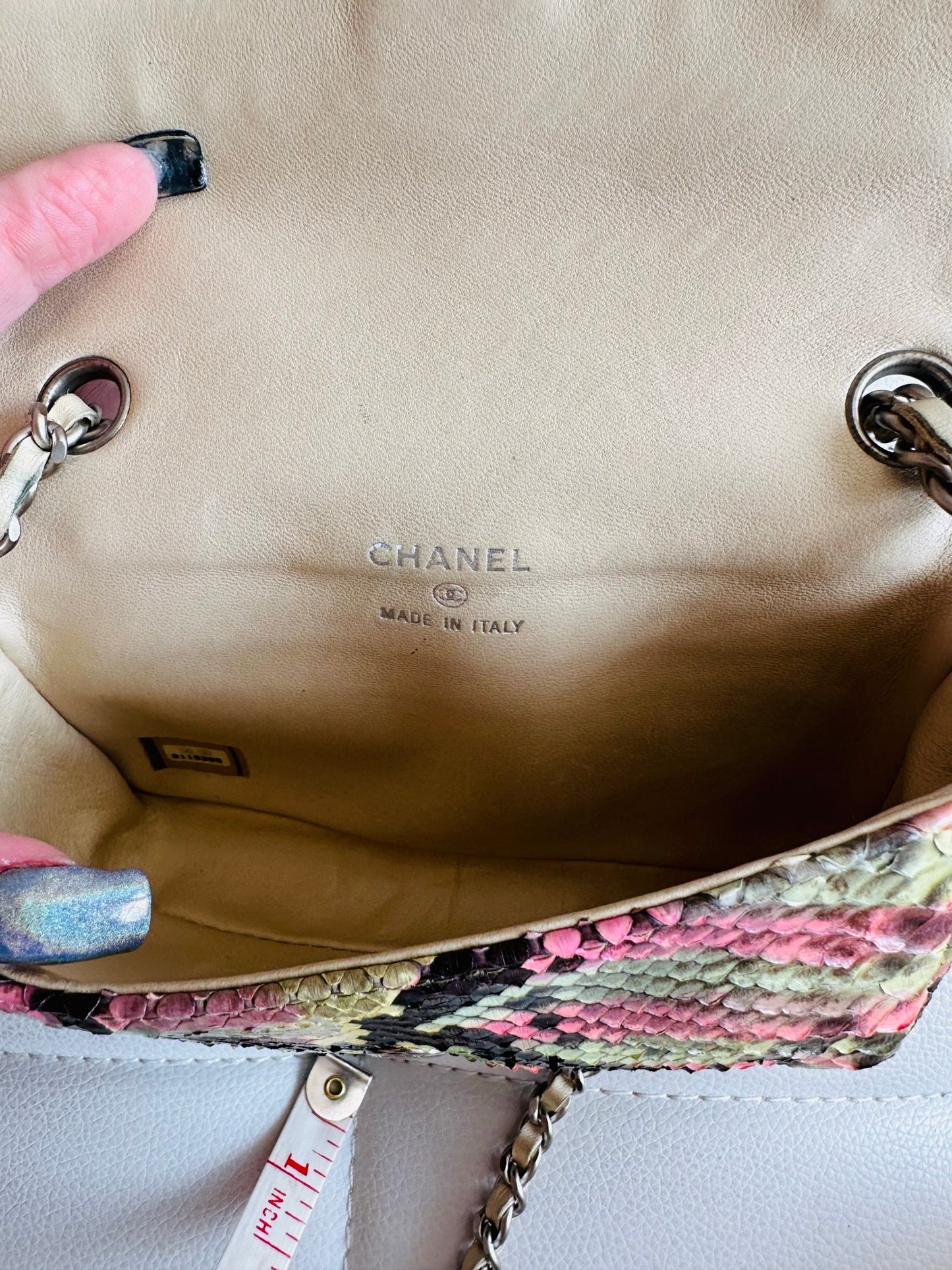 Chanel python mini crossbody fanny pack bum bag excellent