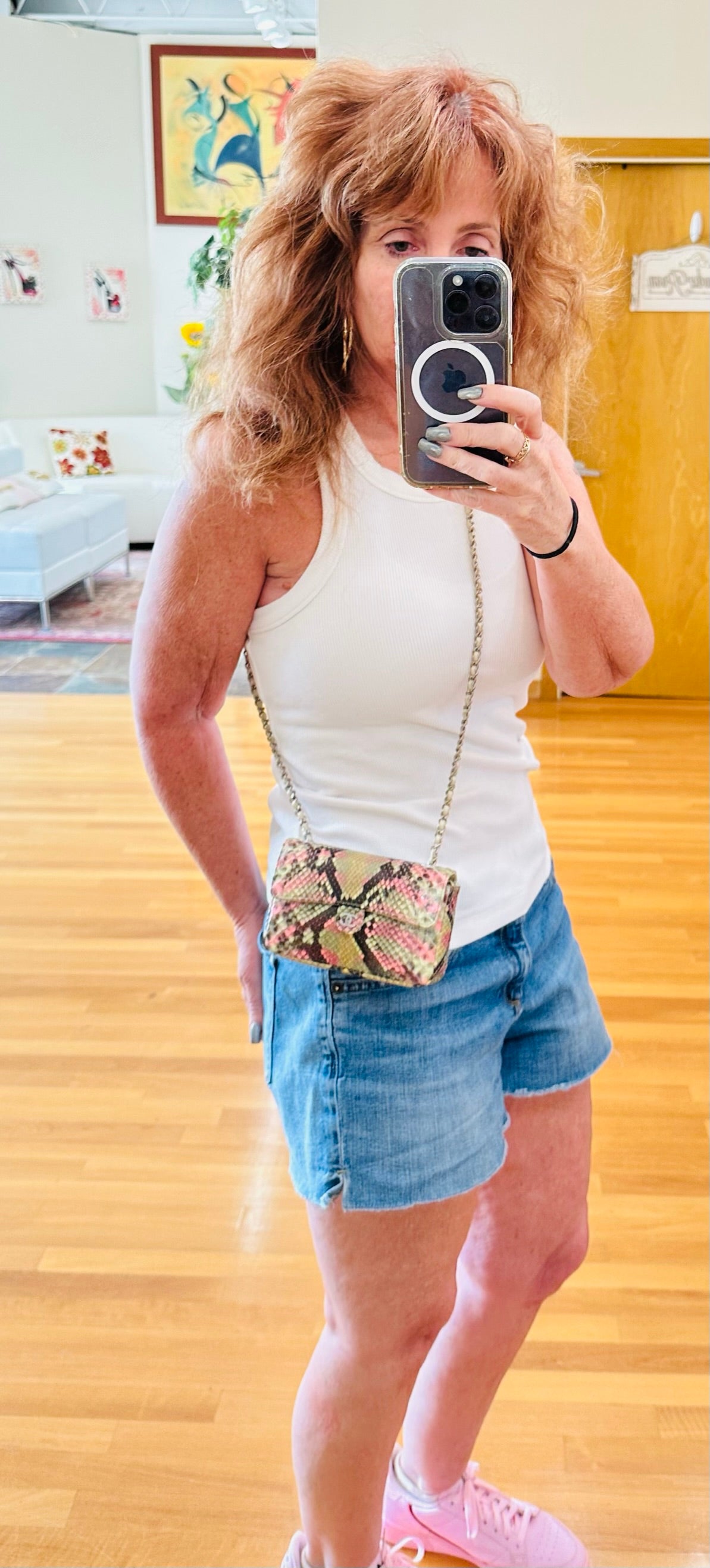 Chanel python mini crossbody fanny pack bum bag excellent