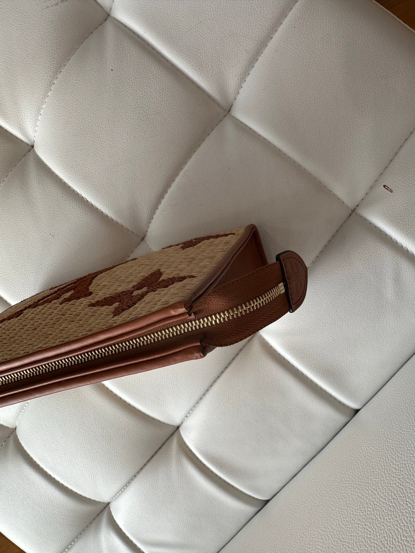 Louis Vuitton tan raffia giant monogram toiletry clutch bag new 26