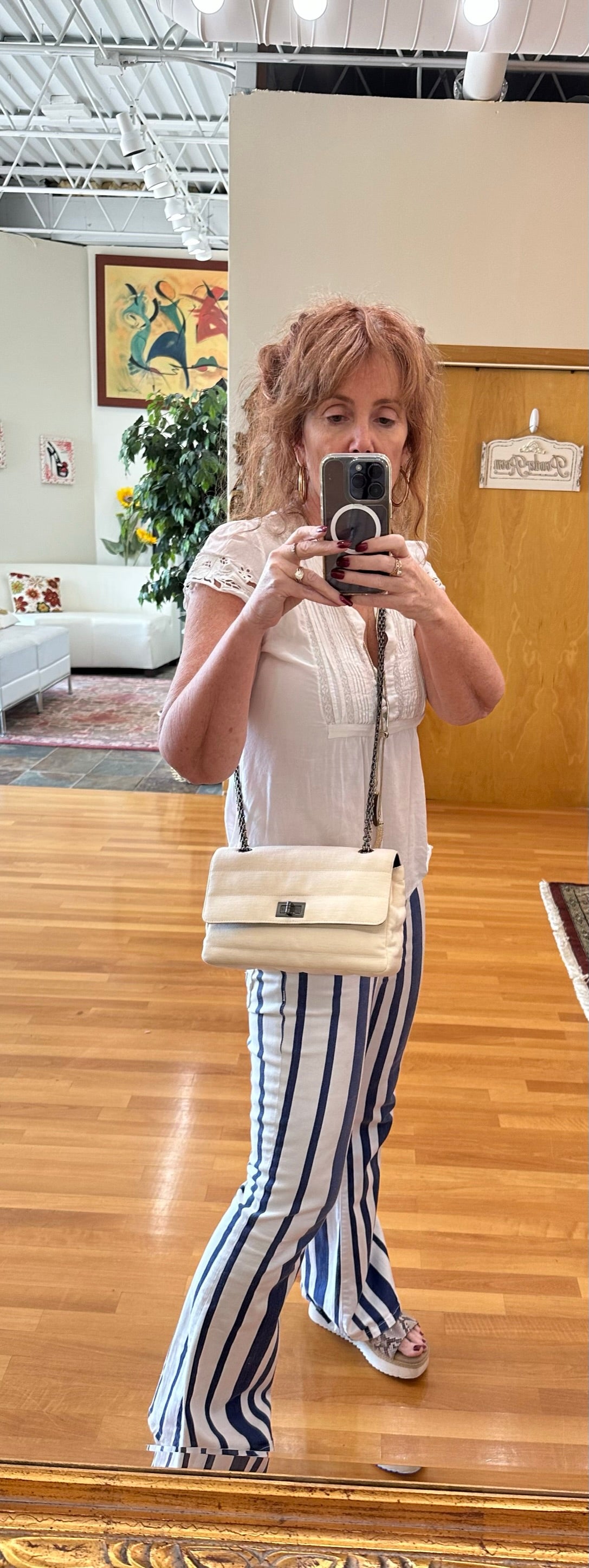 Chanel 1997-1999 ivory fabric flap bag excellent condiiton entrupy
