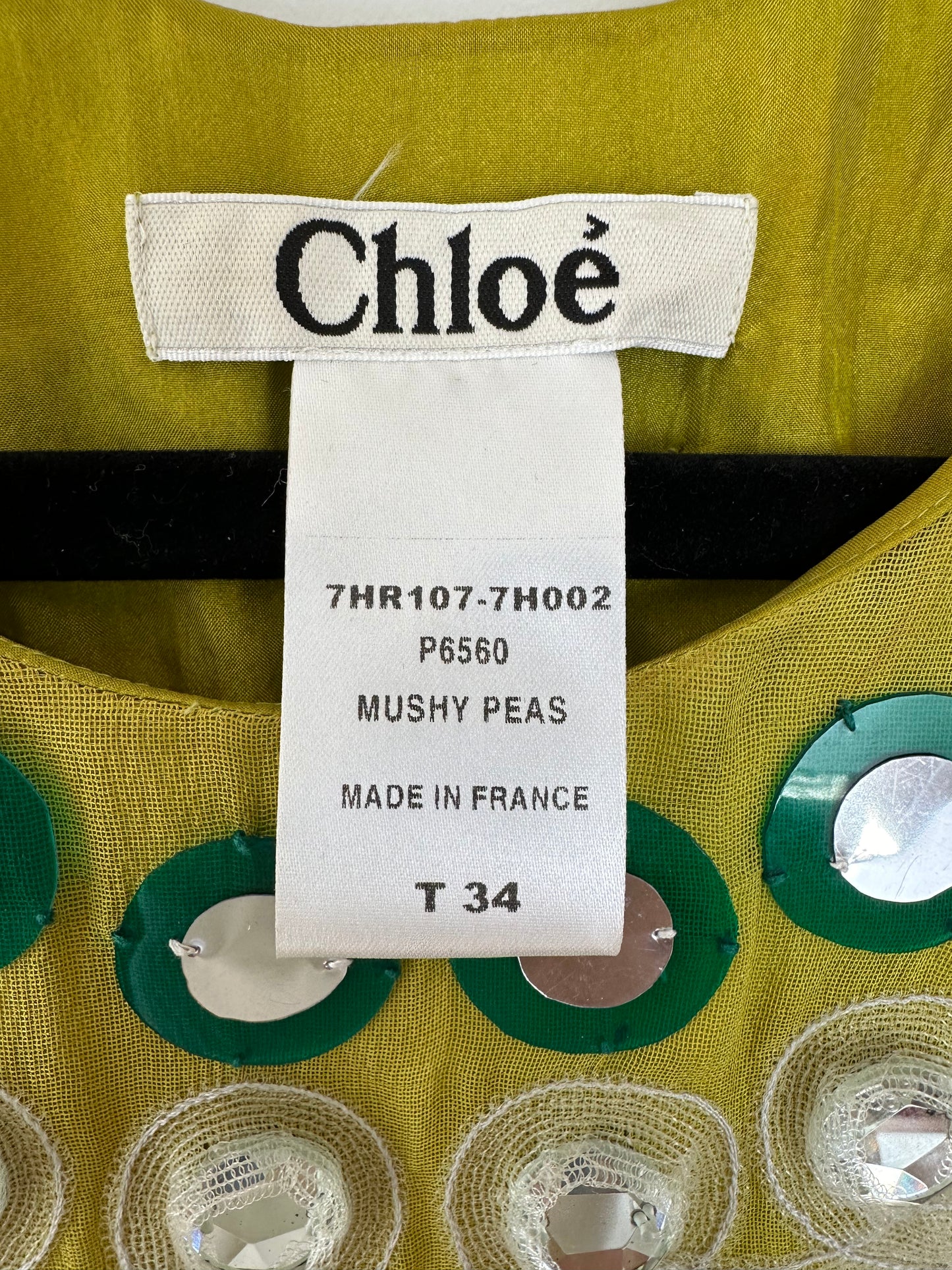 Chloe 2007 Green Silk Embellished Dress Size 34