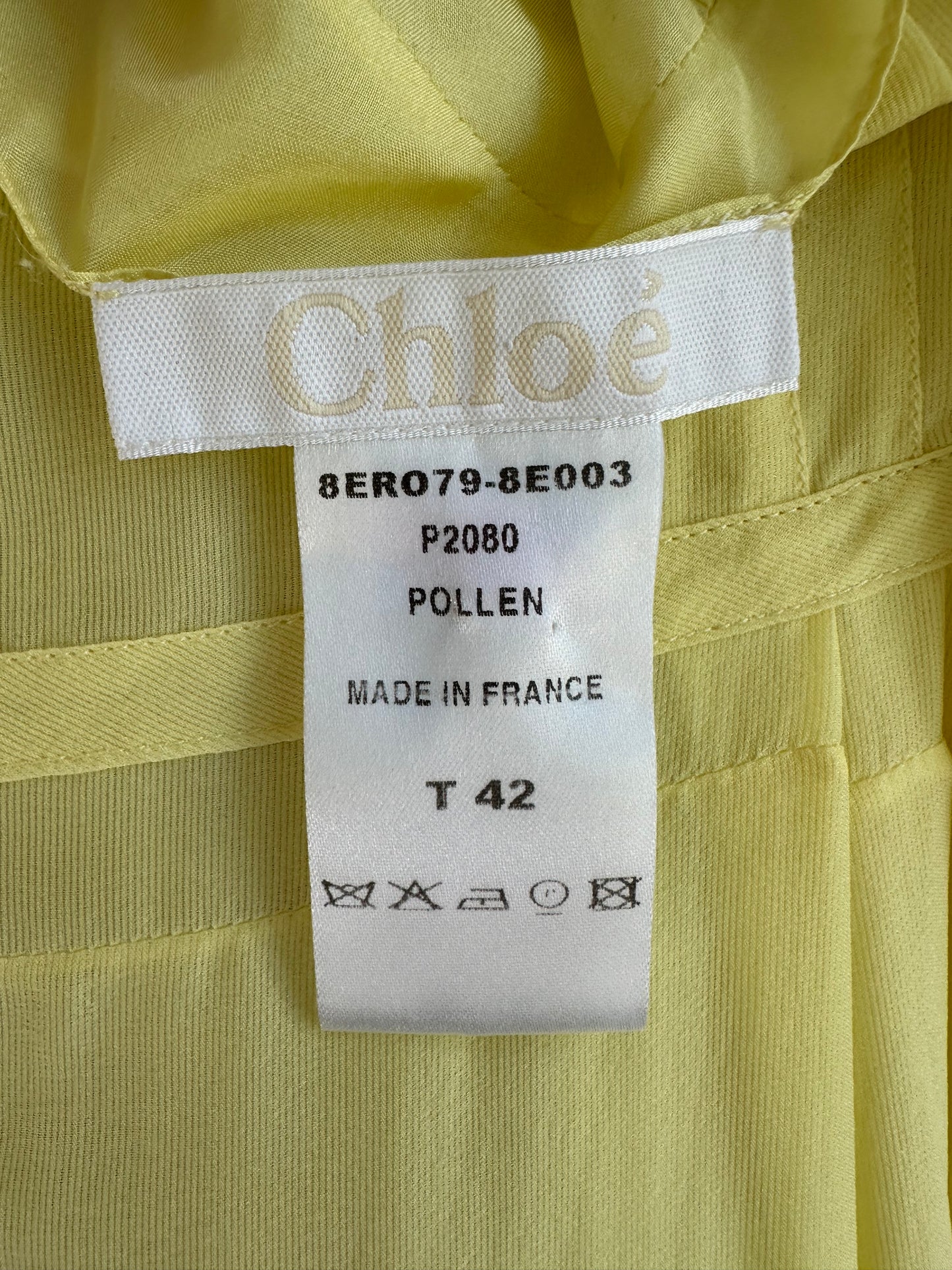 Chloé 2008 Yellow Silk Midi Dress Size 42