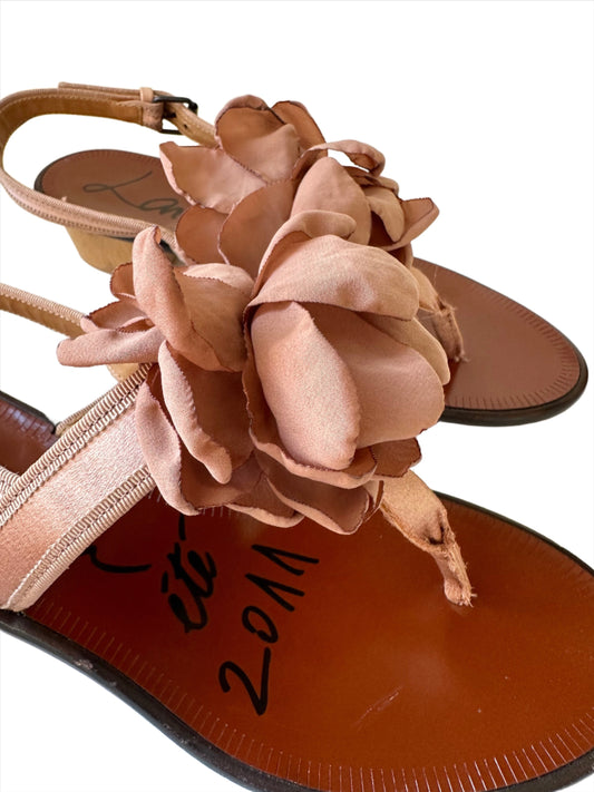 Lanvin Blush Iconic Flower Sandals