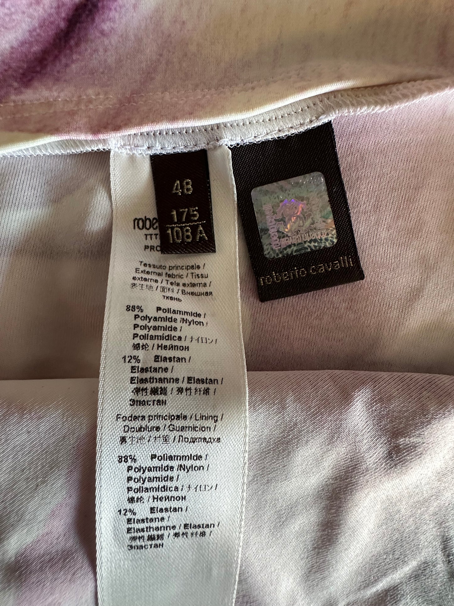 Roberto Cavalli Iris Print Pink Purple Dress Gown Size 48