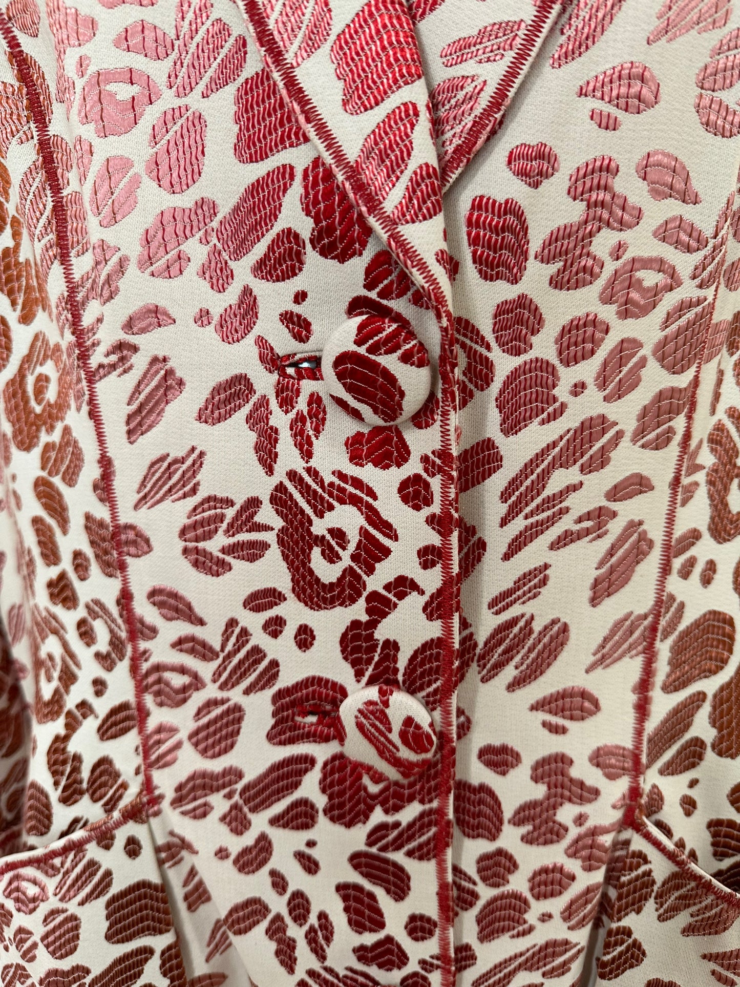 Oscar De La Renta red leopard coat dress 10