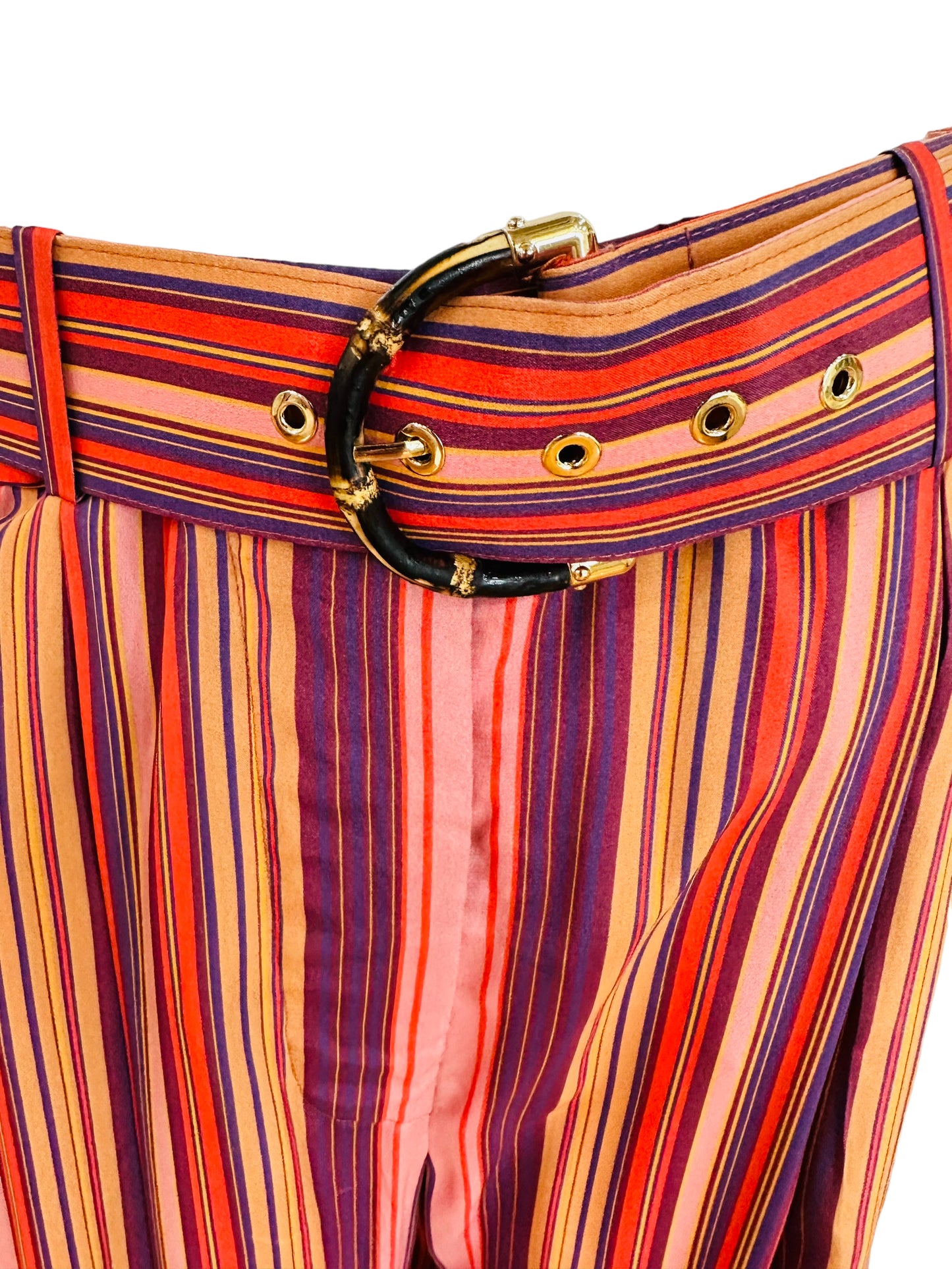 Zimmermann wide leg striped pants trousers bamboo belt