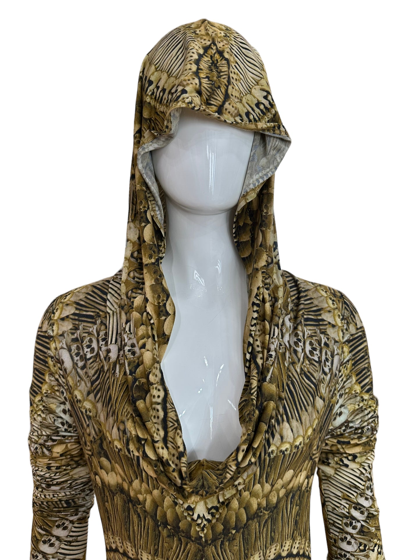 Alexander McQueen 2010 skull bones hooded dress I 38 stretchy