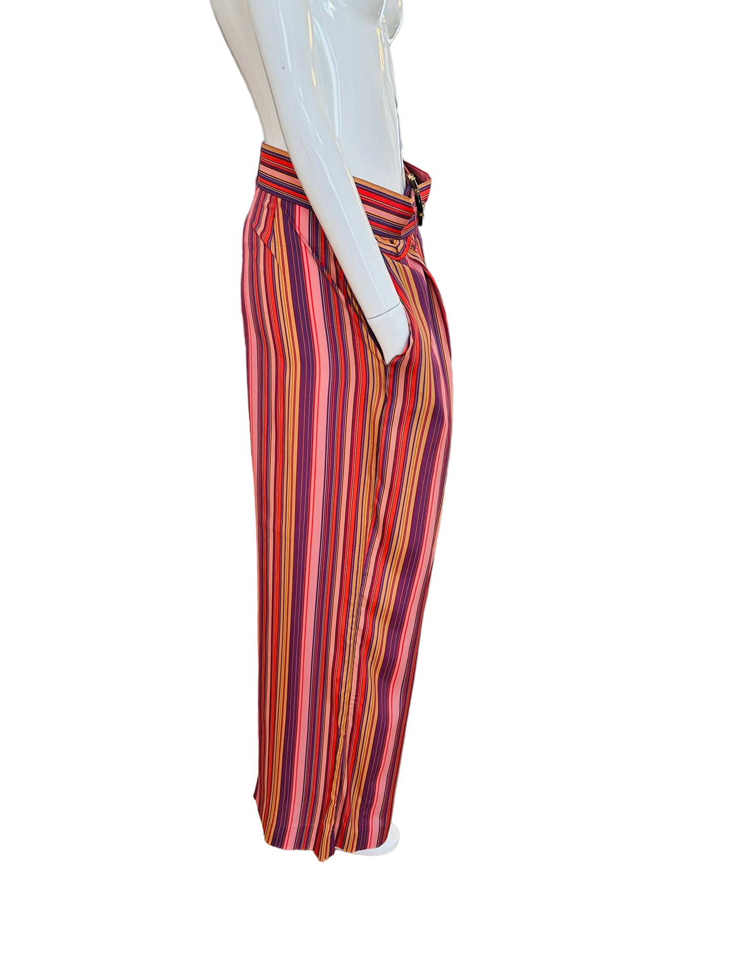 Zimmermann wide leg striped pants trousers bamboo belt