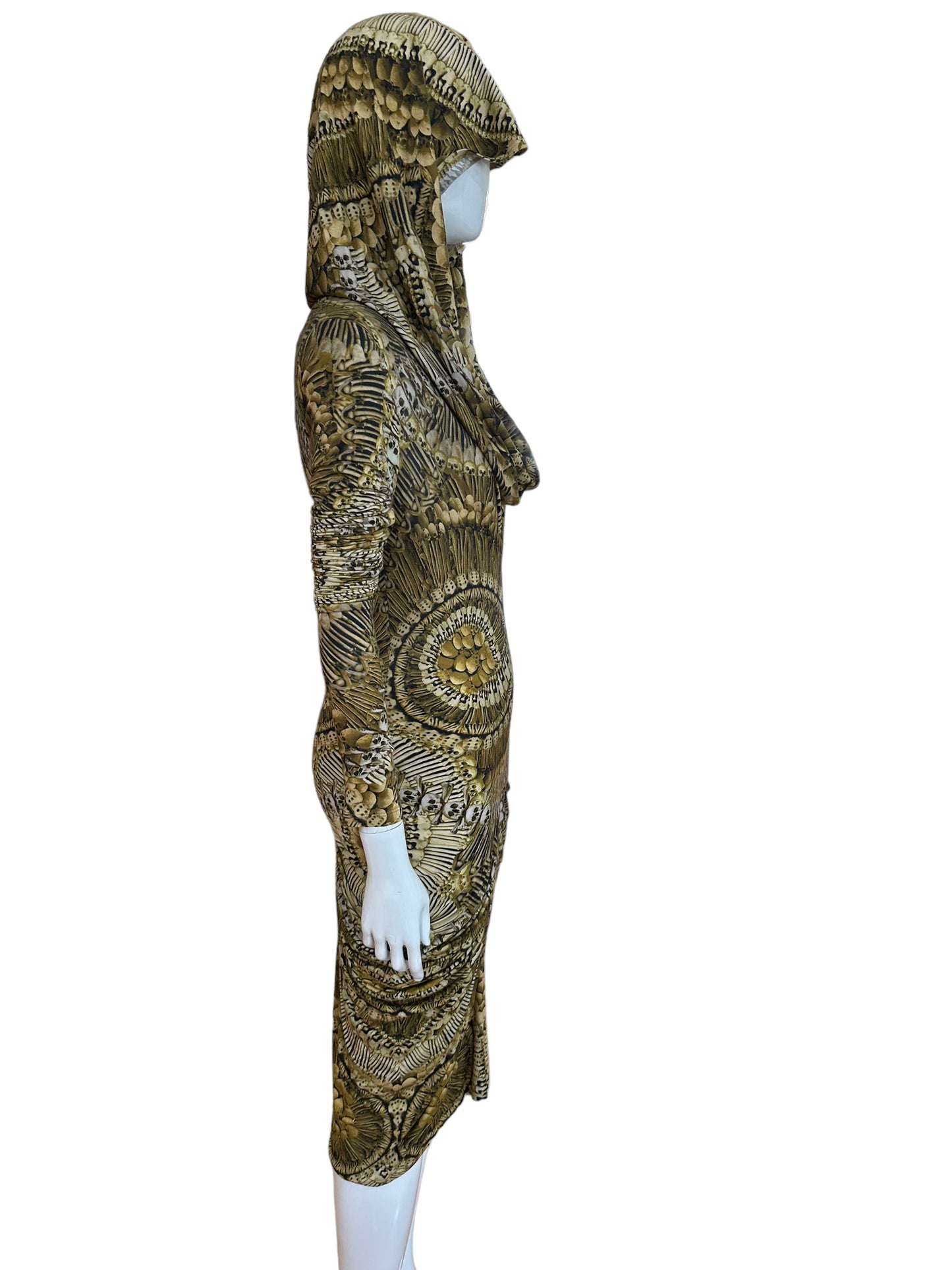 Alexander McQueen 2010 skull bones hooded dress I 38 stretchy