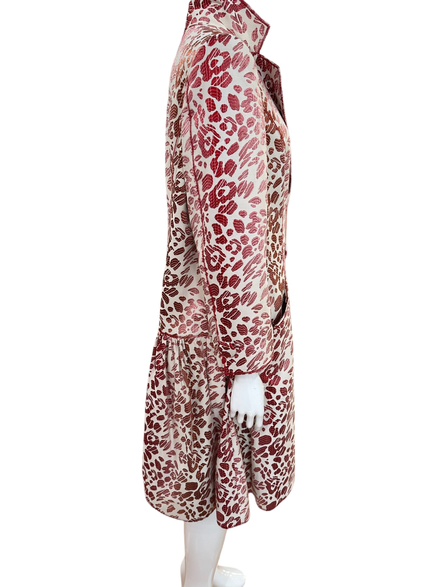 Oscar De La Renta red leopard coat dress 10