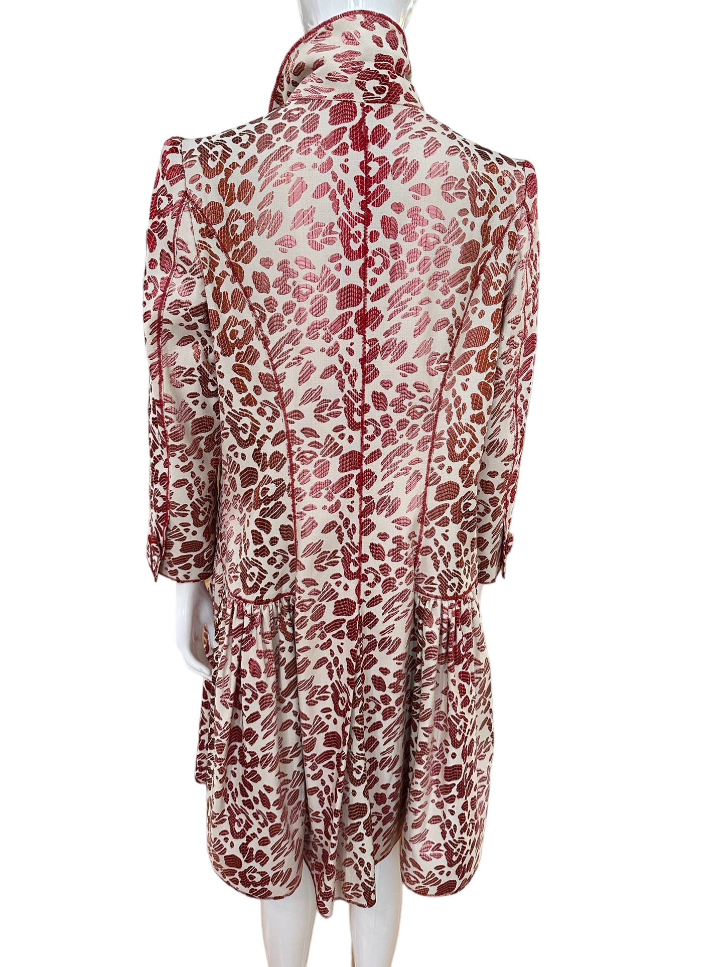 Oscar De La Renta red leopard coat dress 10