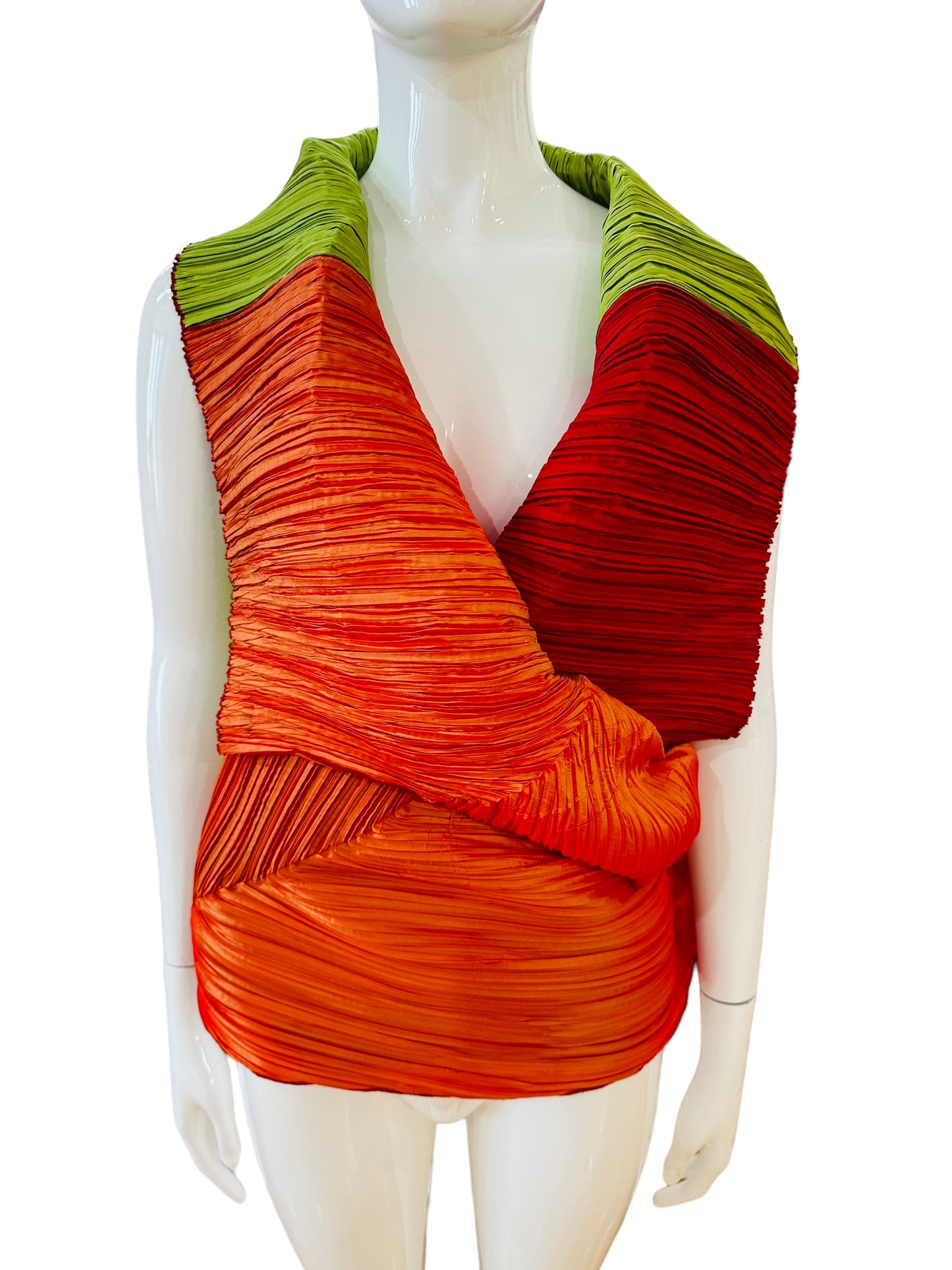 Caren Shen 2 piece pleats top scarf