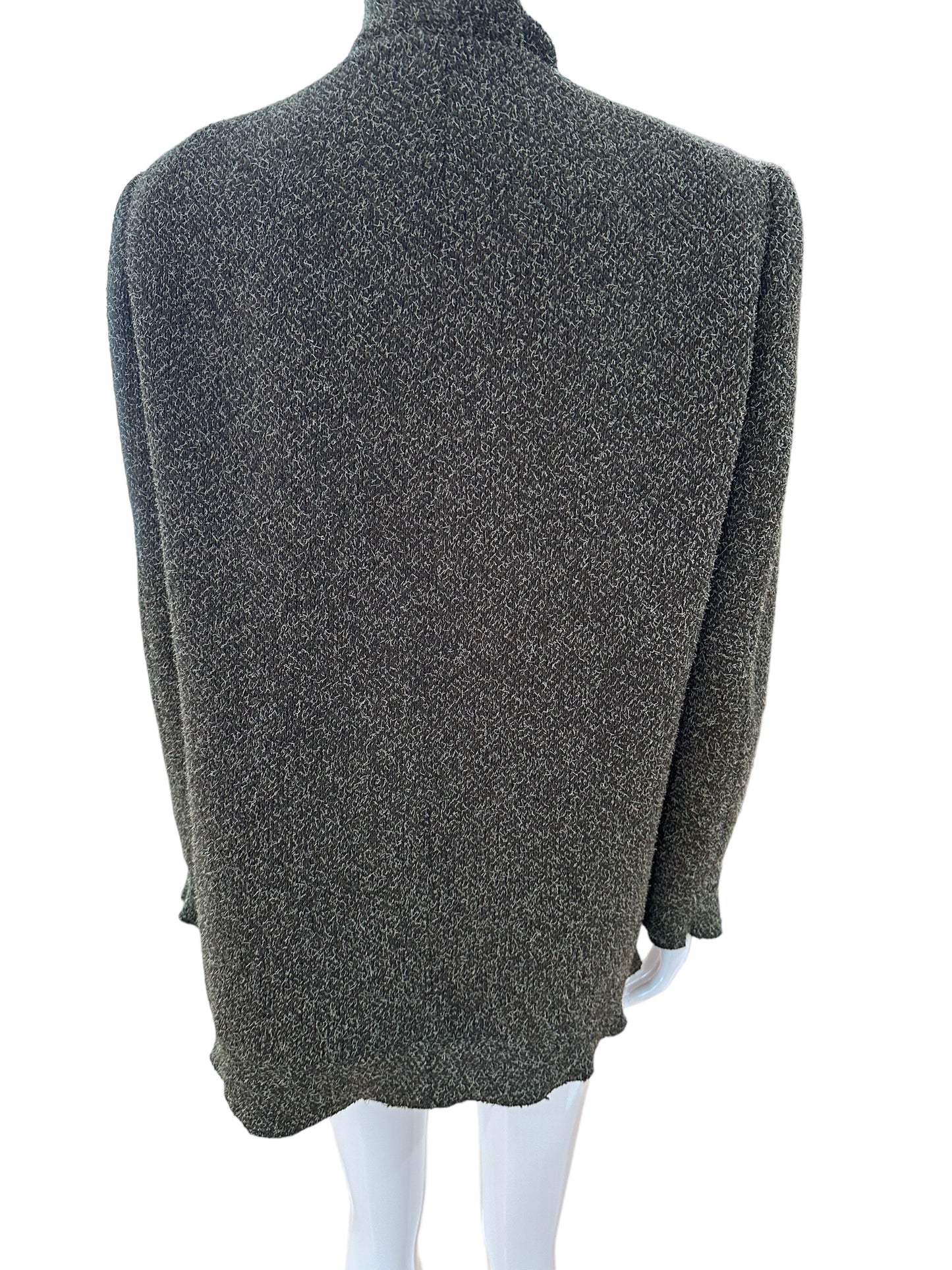 Chanel 1997 green tweed jacket ruffle collar F42