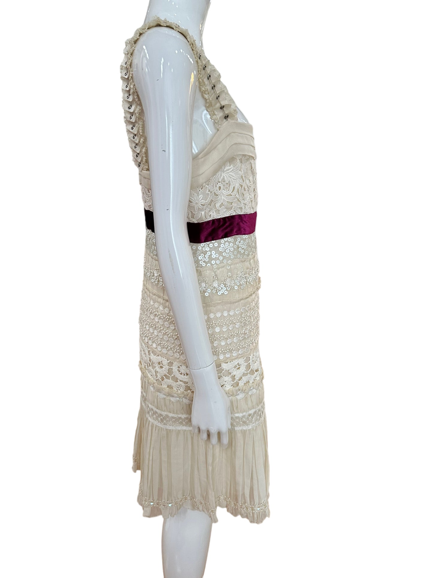 Louis Vuitton ivory silk embellished dress F 40
