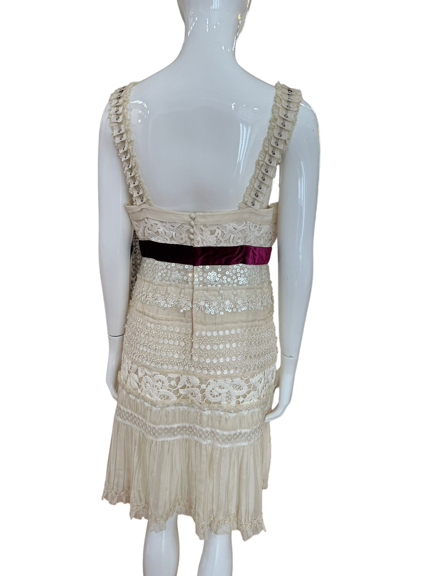 Louis Vuitton ivory silk embellished dress F 40