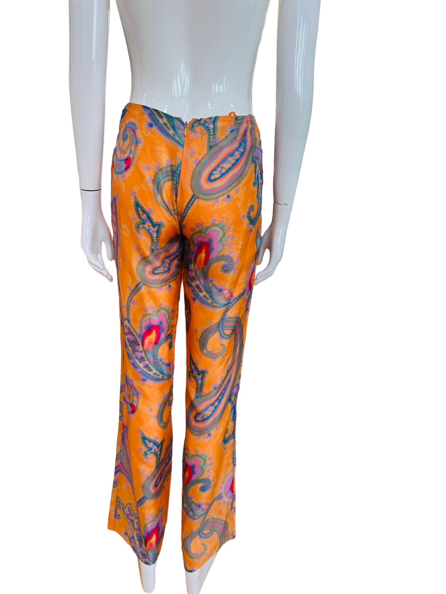 Ralph Lauren Black label orange paisley silk pants 2-4 small 6
