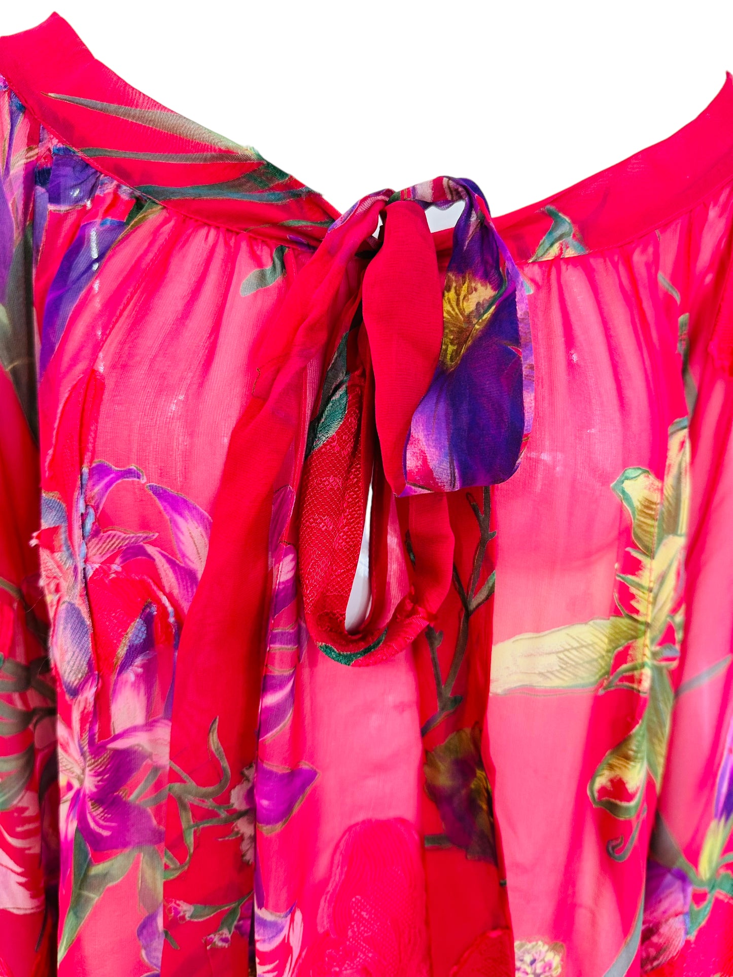 Blumarine pink silk floral butterfly peasant top I 44