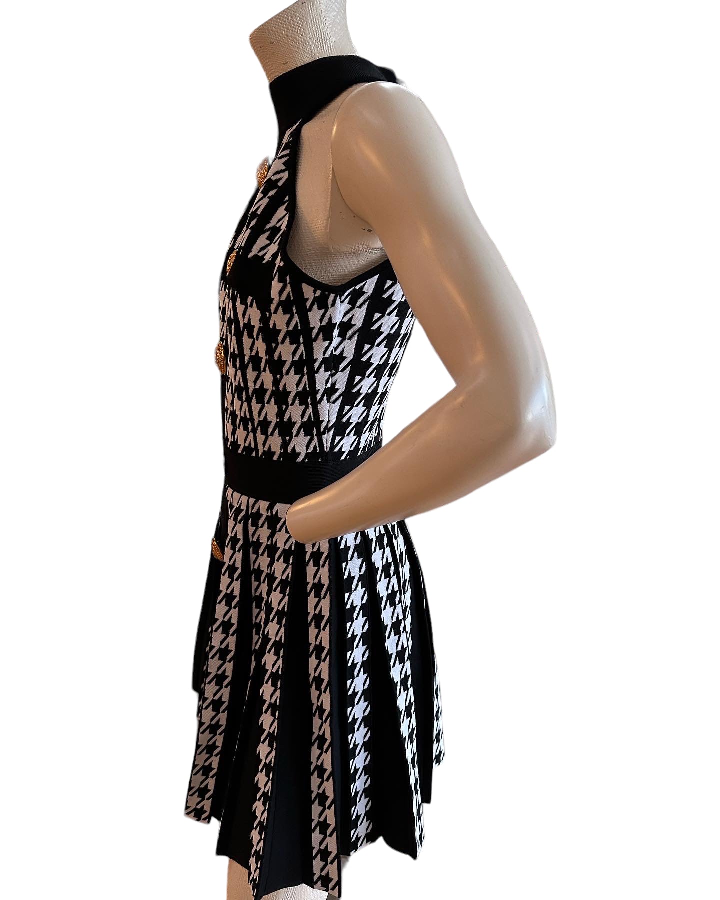 Balmain houndtooth dress with gold buttons F 36 fit 2-small 6