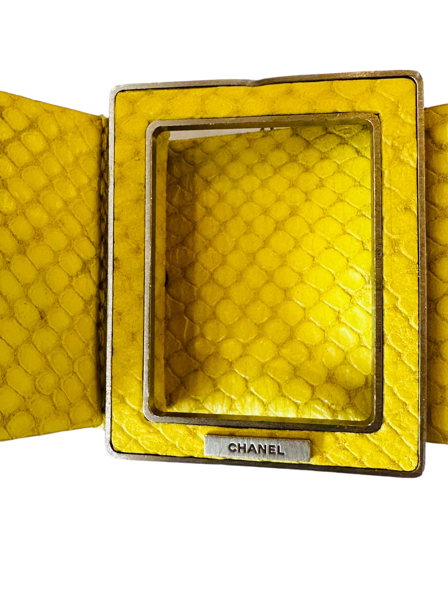 Chanel yellow belt 38 2012 snakeskin stamped