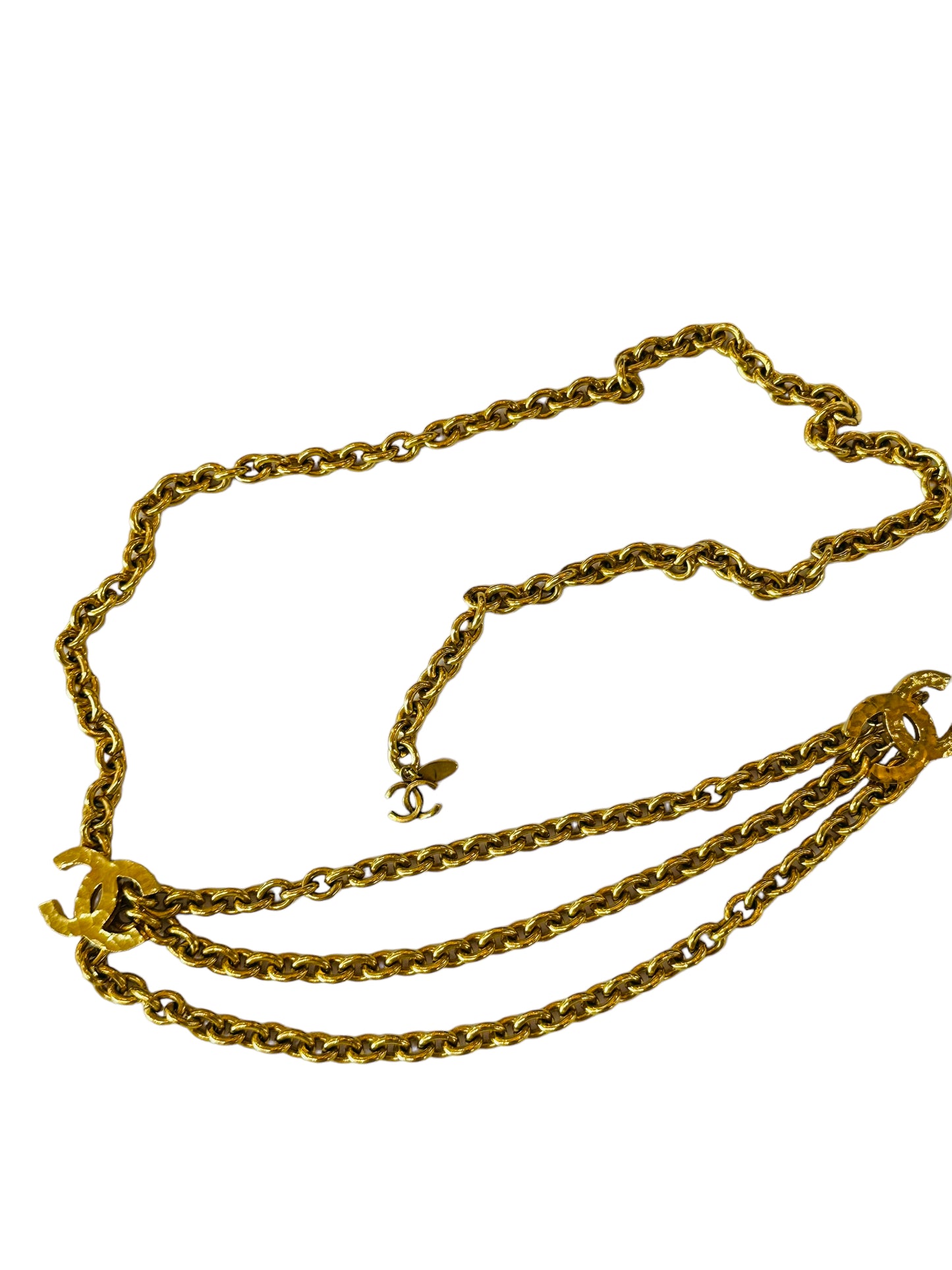 Chanel Hammered CC triple chain belt