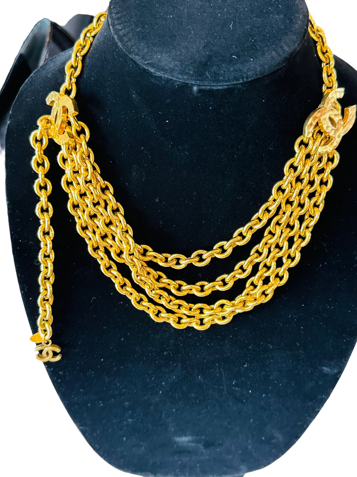 Chanel Hammered CC triple chain belt