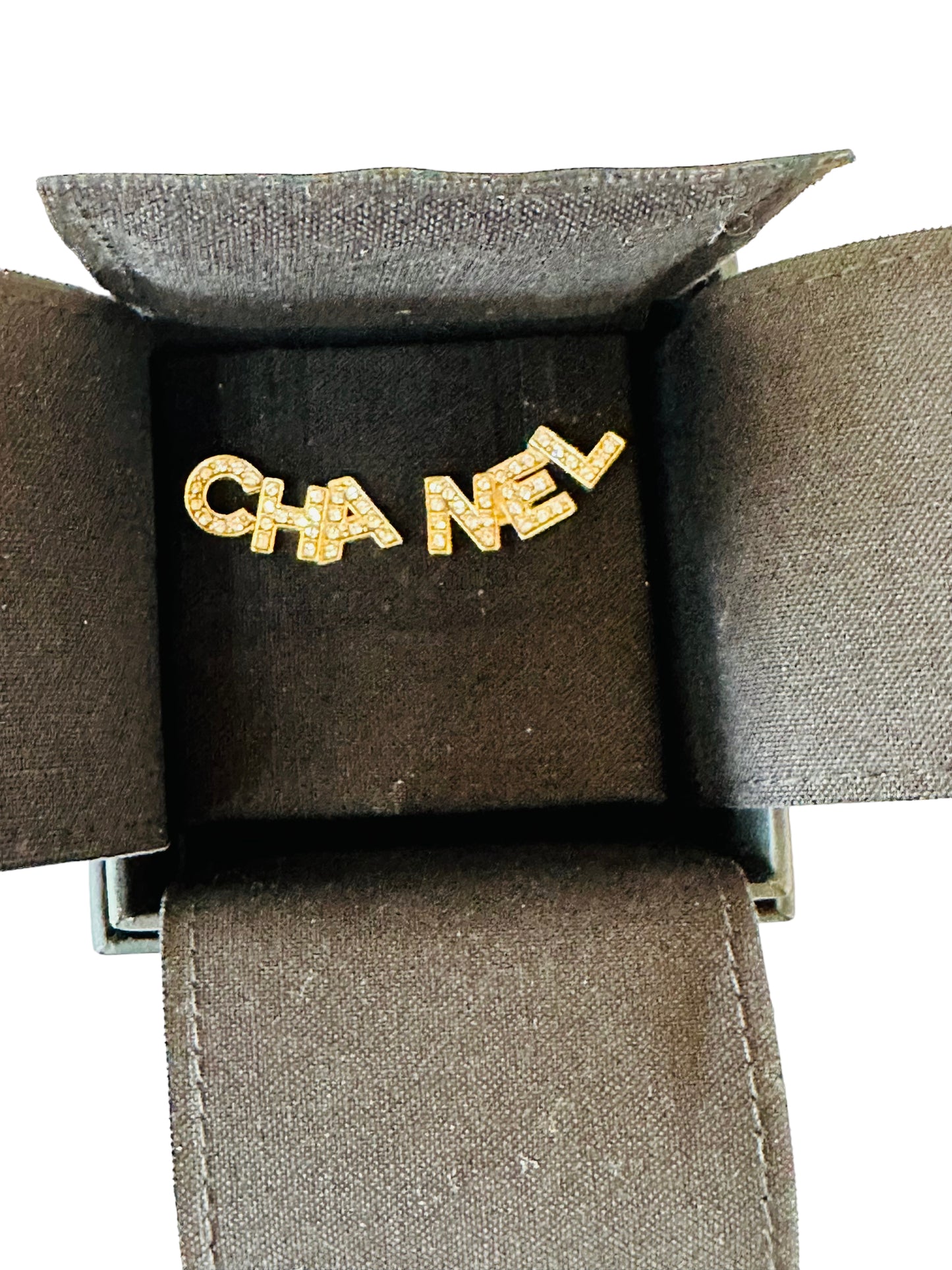 Chanel rhinestone cha nel earrings new in box pierced