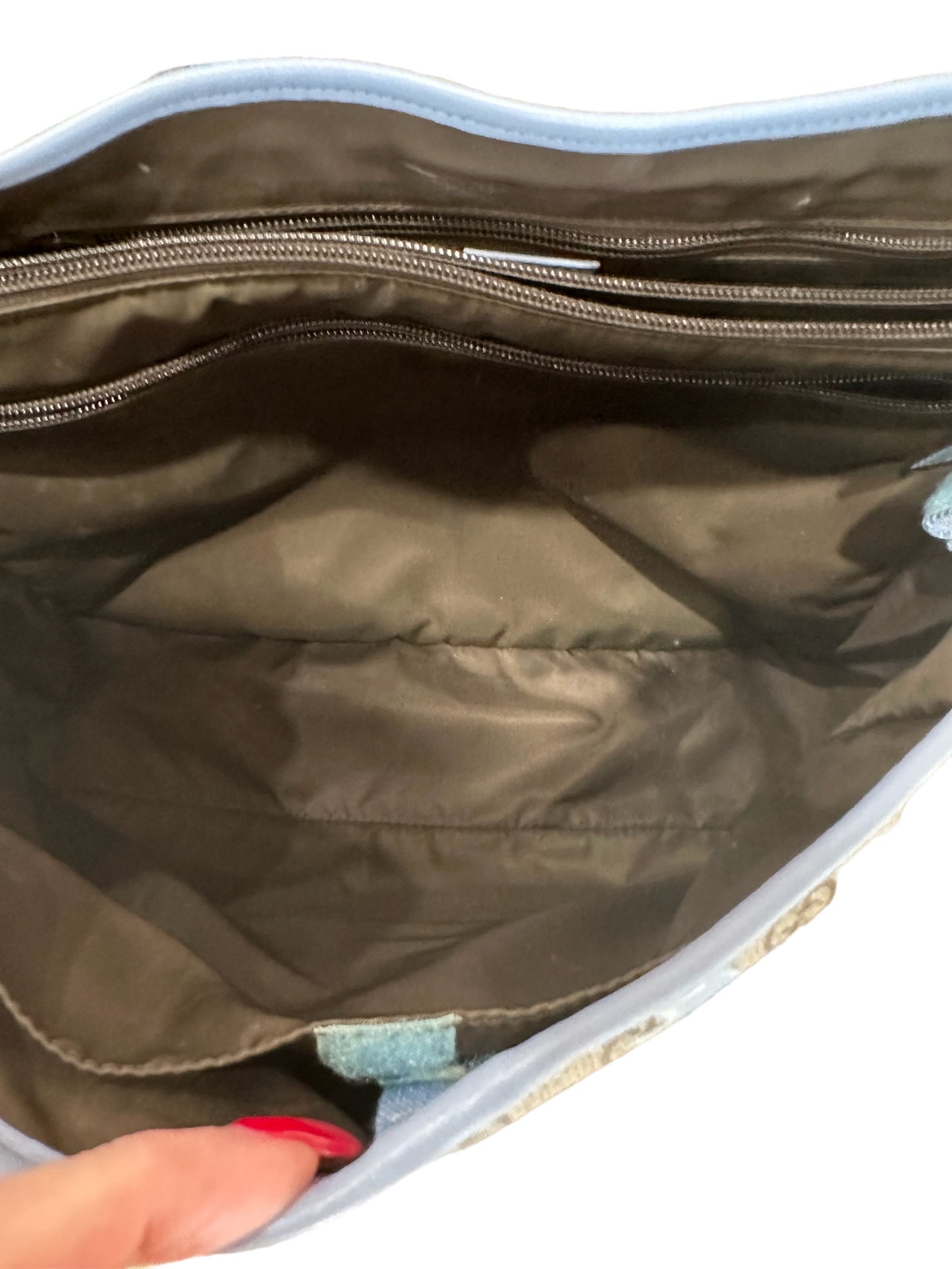 Gucci Guccissima bird print blue diaper bag