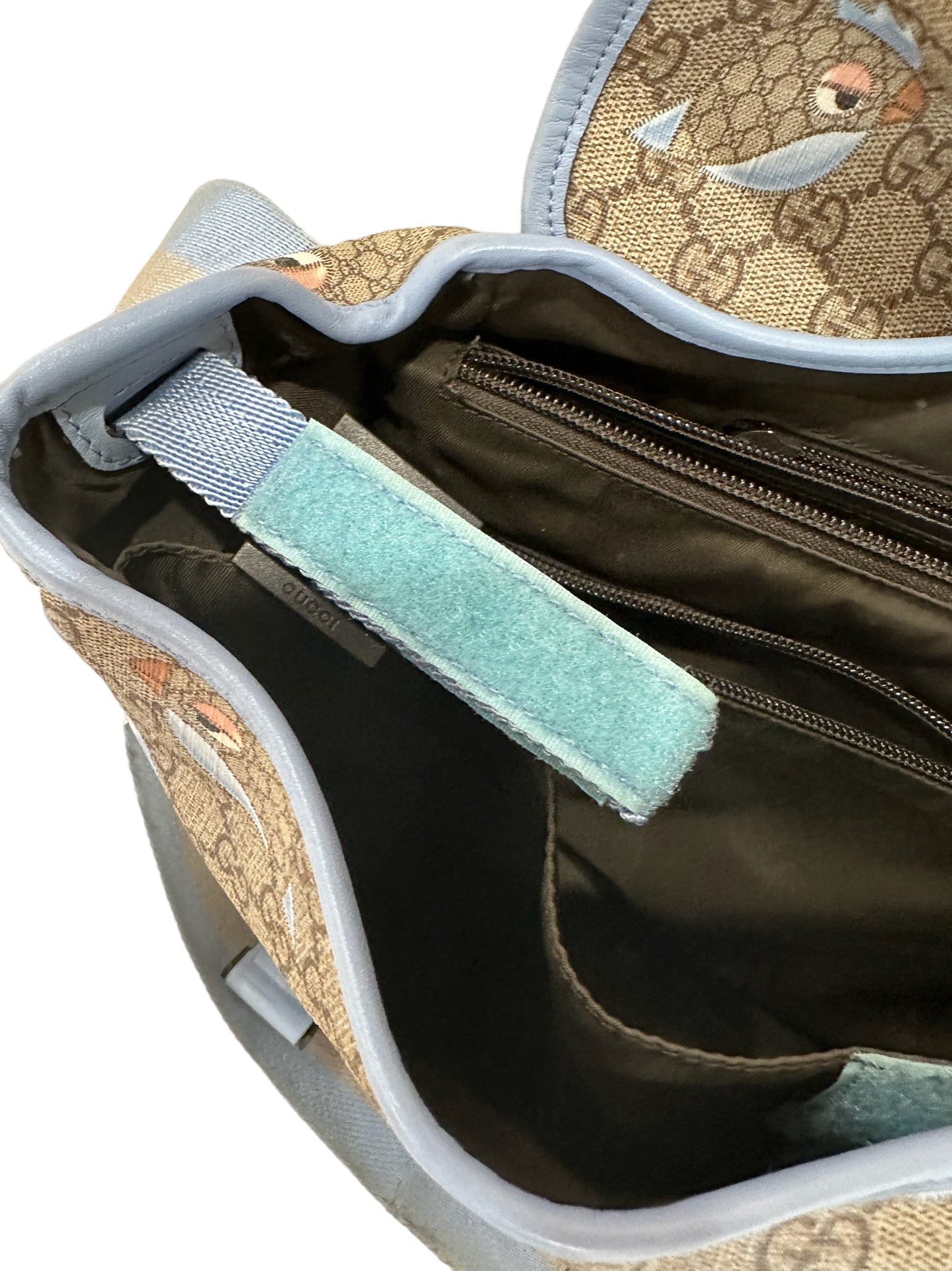 Gucci Guccissima bird print blue diaper bag