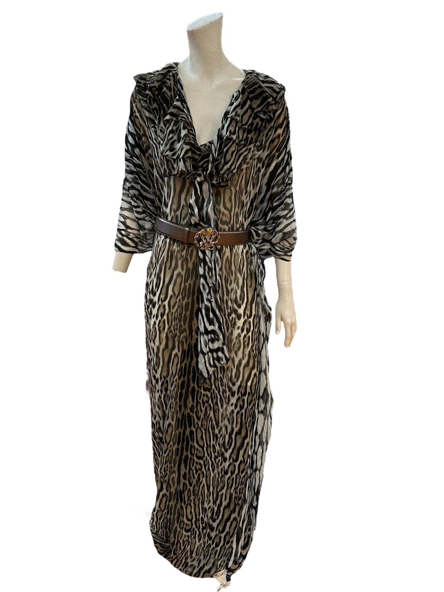 Roberto Cavalli animal print silk kaftan maxi dress NWT
