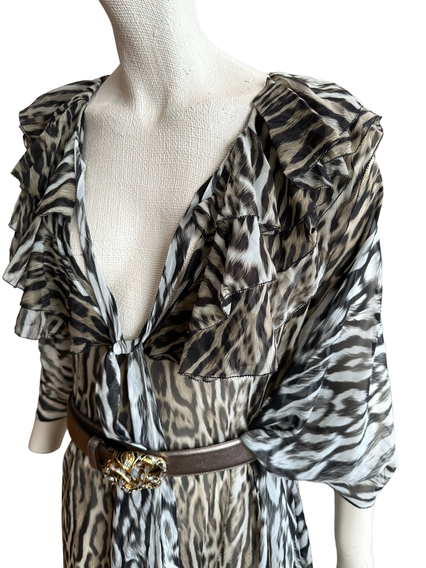 Roberto Cavalli animal print silk kaftan maxi dress NWT