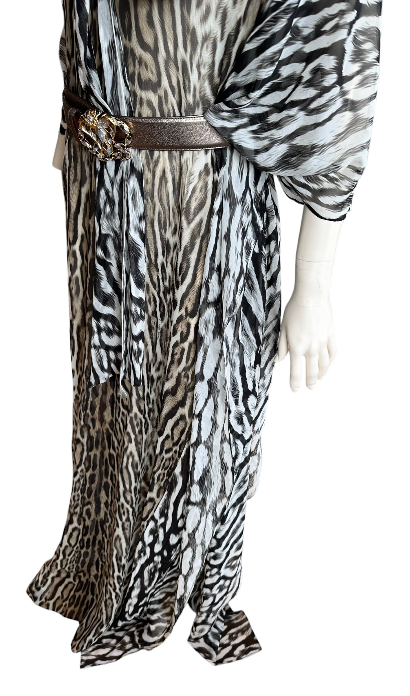 Roberto Cavalli animal print silk kaftan maxi dress NWT