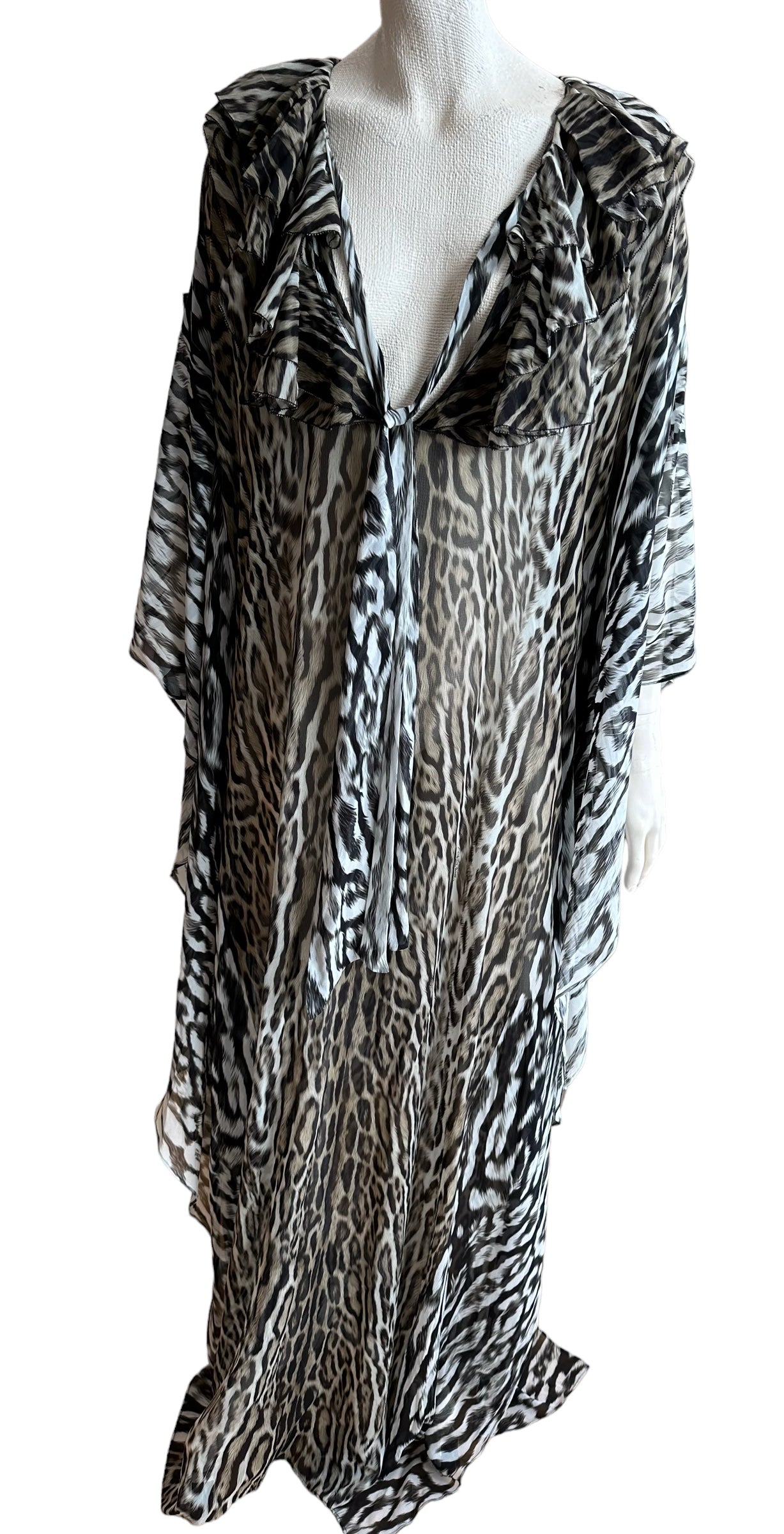 Roberto Cavalli animal print silk kaftan maxi dress NWT