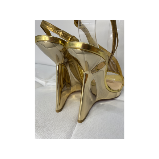 Christian Louboutin Metallic Roxy Muse Chainmaille Wedge Gold metallic 36.5 New in Box