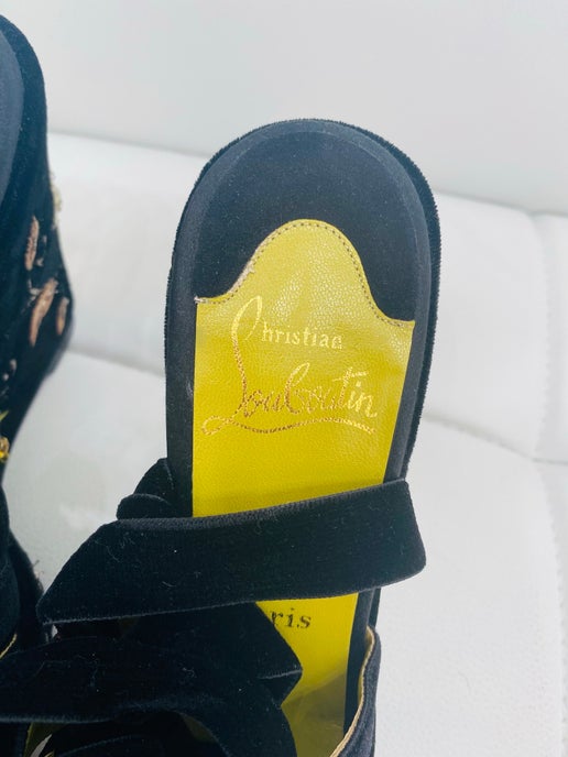 Christian Louboutin velvet floral wedge heels 38 New in Box