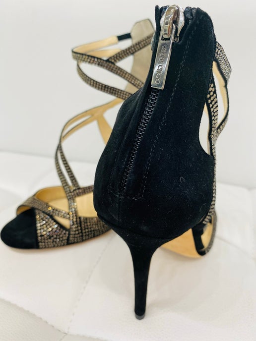 Jimmy Choo dome strappy rhinestone sandals 381/2 New in Box