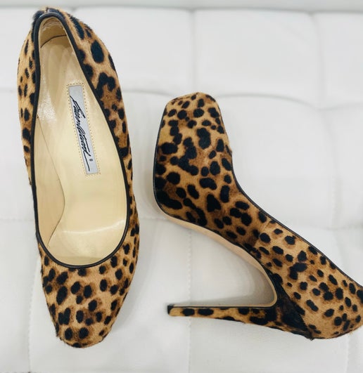 Brian Atwood Maniac leopard platform heels 37 1/2 New in Box