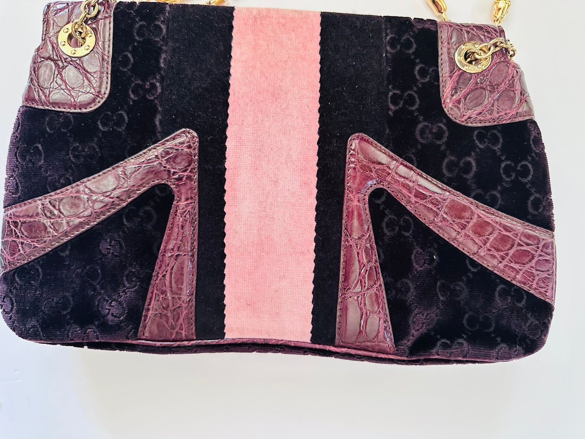 Gucci Tom Ford 2004 Dragon flap bag velvet croc $4800 - Image 6