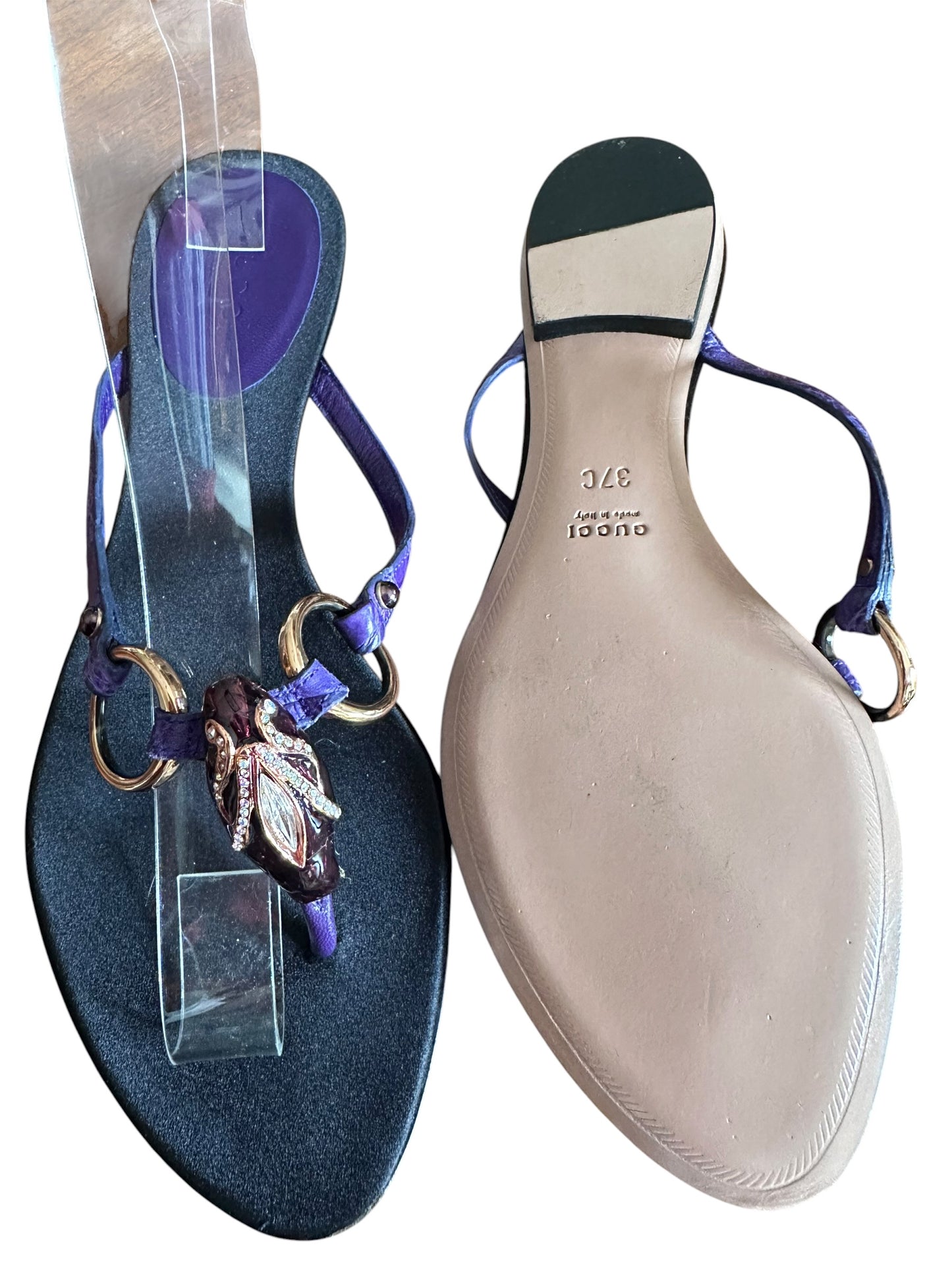 Gucci Tom Ford purple dragon sandal thong flats wide width 37 c NIB