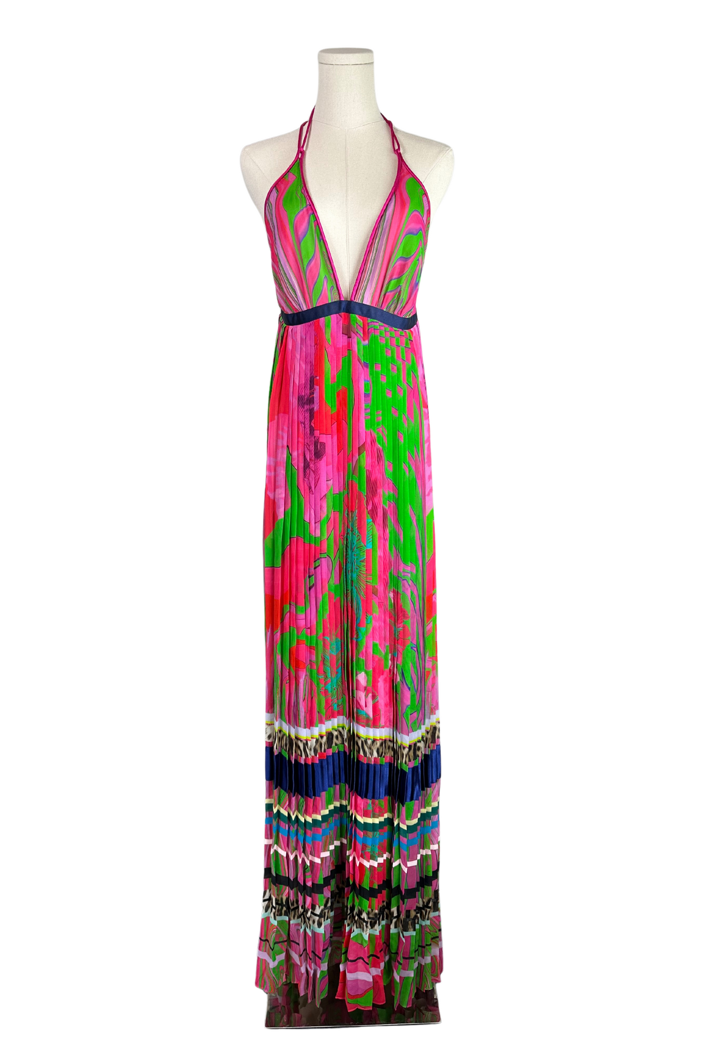 Roberto Cavalli 2015 Multi Color Maxi Long Halter Dress Size IT40